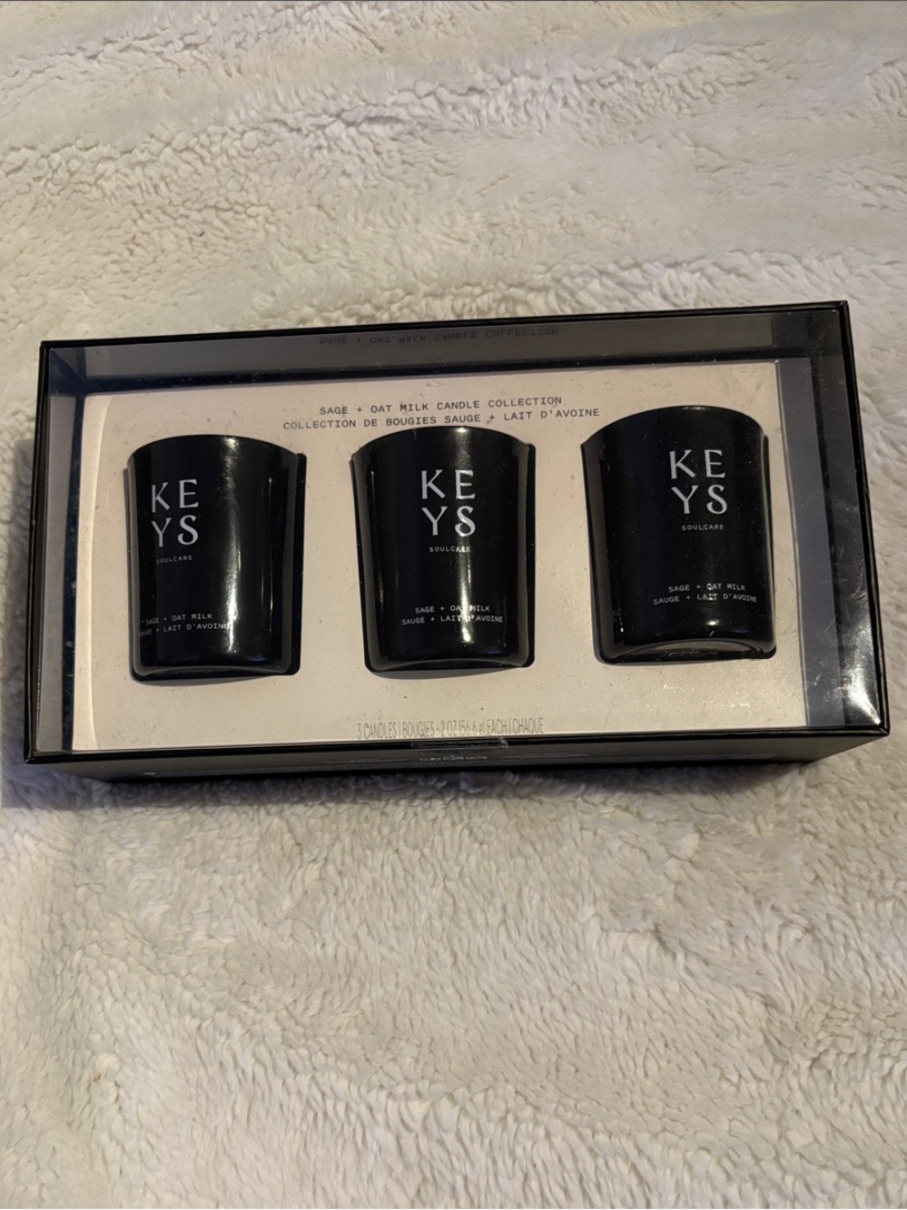 Keys Soulcare Sage & Oat Milk Black Votive Candle Trio